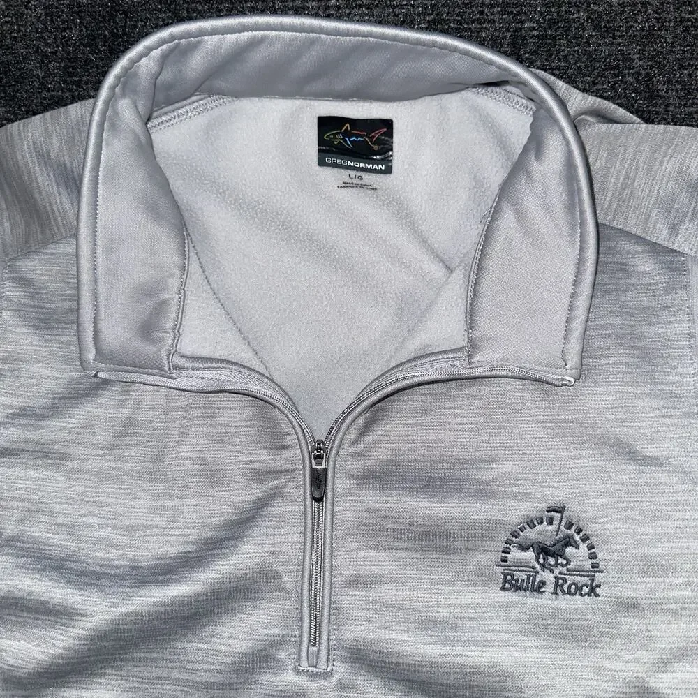 Greg Norman Mens Large Gray Bulle Rock Golf 1/4 Zip Pullover Fleece Jacket L